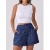 imageANRABESS Womens Denim Shorts Summer Baggy High Waisted Flowy Wide Leg Buttons Pleated Casual Jean Shorts 2025 Fashion SkortsDark Blue