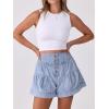 imageANRABESS Womens Denim Shorts Summer Baggy High Waisted Flowy Wide Leg Buttons Pleated Casual Jean Shorts 2025 Fashion SkortsLight Blue