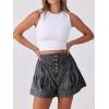 imageANRABESS Womens Denim Shorts Summer Baggy High Waisted Flowy Wide Leg Buttons Pleated Casual Jean Shorts 2025 Fashion SkortsWashed Dark Grey