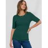 imageANRABESS Womens Half Sleeve Crewneck Tops Ribbed Knit Slim Fit Shirts Basic Tee 2025 Spring Summer Dressy Casual TShirtsForest Green