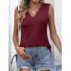 imageANRABESS Womens Lace Trim Tank Tops V Neck Sleeveless Shirts 2025 Summer Casual Trendy Dressy Cami TopBurgundy