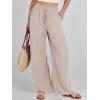 imageANRABESS Womens Linen Pants Summer Casual Palazzo Beach Pant Drawstring High Waist Wide Leg Trousers Vacation OutfitsApricot