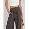 imageANRABESS Womens Linen Pants Summer Casual Palazzo Beach Pant Drawstring High Waist Wide Leg Trousers Vacation OutfitsCoffee