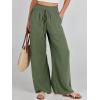 imageANRABESS Womens Linen Pants Summer Casual Palazzo Beach Pant Drawstring High Waist Wide Leg Trousers Vacation OutfitsDeep Green