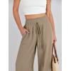 imageANRABESS Womens Linen Pants Summer Casual Palazzo Beach Pant Drawstring High Waist Wide Leg Trousers Vacation OutfitsLight Brown