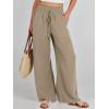 imageANRABESS Womens Linen Pants Summer Casual Palazzo Beach Pant Drawstring High Waist Wide Leg Trousers Vacation OutfitsLight Brown
