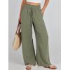 imageANRABESS Womens Linen Pants Summer Casual Palazzo Beach Pant Drawstring High Waist Wide Leg Trousers Vacation OutfitsOlive