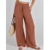imageANRABESS Womens Linen Pants Summer Casual Palazzo Beach Pant Drawstring High Waist Wide Leg Trousers Vacation OutfitsRust