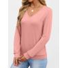 imageANRABESS Womens Long Sleeve Shirts Casual Loose V Neck Basic Tees Tops 2025 Fall TShirt OutfitsCoral