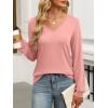 imageANRABESS Womens Long Sleeve Shirts Casual Loose V Neck Basic Tees Tops 2025 Fall TShirt OutfitsCoral