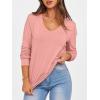 imageANRABESS Womens Long Sleeve Shirts Casual Loose V Neck Basic Tees Tops 2025 Fall TShirt OutfitsCoral
