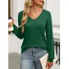 imageANRABESS Womens Long Sleeve Shirts Casual Loose V Neck Basic Tees Tops 2025 Fall TShirt OutfitsGreen