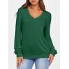 imageANRABESS Womens Long Sleeve Shirts Casual Loose V Neck Basic Tees Tops 2025 Fall TShirt OutfitsGreen