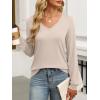 imageANRABESS Womens Long Sleeve Shirts Casual Loose V Neck Basic Tees Tops 2025 Fall TShirt OutfitsLight Khaki