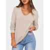 imageANRABESS Womens Long Sleeve Shirts Casual Loose V Neck Basic Tees Tops 2025 Fall TShirt OutfitsLight Khaki