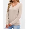 imageANRABESS Womens Long Sleeve Shirts Casual Loose V Neck Basic Tees Tops 2025 Fall TShirt OutfitsLight Khaki