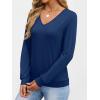 imageANRABESS Womens Long Sleeve Shirts Casual Loose V Neck Basic Tees Tops 2025 Fall TShirt OutfitsNavy Blue