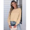 imageANRABESS Womens Long Sleeve Shirts Crewneck Oversized Tops Casual 2025 Fall Trendy TShirts Tee Blouse with Pockets ClothesApricot