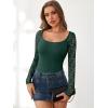 imageANRABESS Womens Long Sleeve Shirts Scoop Neck Lace Going Out Tops Slim Fit Rib Knit Casual Blouses 2025 Fall Fashion OutfitsDeep Green