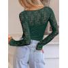 imageANRABESS Womens Long Sleeve Shirts Scoop Neck Lace Going Out Tops Slim Fit Rib Knit Casual Blouses 2025 Fall Fashion OutfitsDeep Green