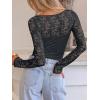 imageANRABESS Womens Long Sleeve Shirts Scoop Neck Lace Going Out Tops Slim Fit Rib Knit Casual Blouses 2025 Fall Fashion OutfitsDeep Grey