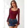 imageANRABESS Womens Long Sleeve Shirts Scoop Neck Lace Going Out Tops Slim Fit Rib Knit Casual Blouses 2025 Fall Fashion OutfitsDeep Red