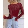 imageANRABESS Womens Long Sleeve Shirts Scoop Neck Lace Going Out Tops Slim Fit Rib Knit Casual Blouses 2025 Fall Fashion OutfitsDeep Red