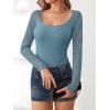 imageANRABESS Womens Long Sleeve Shirts Scoop Neck Lace Going Out Tops Slim Fit Rib Knit Casual Blouses 2025 Fall Fashion OutfitsGrey Blue