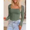 imageANRABESS Womens Long Sleeve Shirts Scoop Neck Lace Going Out Tops Slim Fit Rib Knit Casual Blouses 2025 Fall Fashion OutfitsSage Green