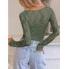 imageANRABESS Womens Long Sleeve Shirts Scoop Neck Lace Going Out Tops Slim Fit Rib Knit Casual Blouses 2025 Fall Fashion OutfitsSage Green