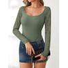 imageANRABESS Womens Long Sleeve Shirts Scoop Neck Lace Going Out Tops Slim Fit Rib Knit Casual Blouses 2025 Fall Fashion OutfitsSage Green