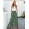 imageANRABESS Womens Pants Wide Leg High Waisted Palazzo Pants Summer Flowy Beach Lounge Casual Trousers with PocketsArmy Green