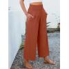 imageANRABESS Womens Pants Wide Leg High Waisted Palazzo Pants Summer Flowy Beach Lounge Casual Trousers with PocketsBrick