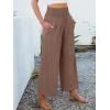 imageANRABESS Womens Pants Wide Leg High Waisted Palazzo Pants Summer Flowy Beach Lounge Casual Trousers with PocketsCoffee