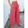 imageANRABESS Womens Pants Wide Leg High Waisted Palazzo Pants Summer Flowy Beach Lounge Casual Trousers with PocketsCoral