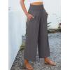 imageANRABESS Womens Pants Wide Leg High Waisted Palazzo Pants Summer Flowy Beach Lounge Casual Trousers with PocketsGrey