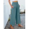 imageANRABESS Womens Pants Wide Leg High Waisted Palazzo Pants Summer Flowy Beach Lounge Casual Trousers with PocketsLake
