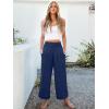 imageANRABESS Womens Pants Wide Leg High Waisted Palazzo Pants Summer Flowy Beach Lounge Casual Trousers with PocketsNavy Blue
