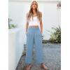 imageANRABESS Womens Pants Wide Leg High Waisted Palazzo Pants Summer Flowy Beach Lounge Casual Trousers with PocketsSky