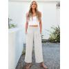 imageANRABESS Womens Pants Wide Leg High Waisted Palazzo Pants Summer Flowy Beach Lounge Casual Trousers with PocketsWhite