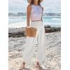 imageANRABESS Womens Pants Wide Leg High Waisted Palazzo Pants Summer Flowy Beach Lounge Casual Trousers with PocketsWhite