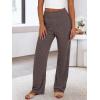 imageANRABESS Womens Ribbed Knit Lounge Pajama Pants Casual Elastic High Waist Loose Wide Leg Pants 2025 Fall Comfy PJ BottomsDeep Brown