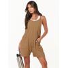 imageANRABESS Womens Rompers Summer Casual Loose Sleeveless Overalls Spaghetti Strap Shorts Jumpsuit 2025 Beach Vacation OutfitsBrown