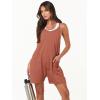 imageANRABESS Womens Rompers Summer Casual Loose Sleeveless Overalls Spaghetti Strap Shorts Jumpsuit 2025 Beach Vacation OutfitsRust