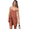 imageANRABESS Womens Rompers Summer Casual Loose Sleeveless Overalls Spaghetti Strap Shorts Jumpsuit 2025 Beach Vacation OutfitsRust