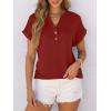 imageANRABESS Womens Short Sleeve Henley Tops V Neck Dressy Casual Blouses Summer Trendy Tee Shirts 2025 Vacation Fashion ClothesBrick Red
