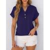 imageANRABESS Womens Short Sleeve Henley Tops V Neck Dressy Casual Blouses Summer Trendy Tee Shirts 2025 Vacation Fashion ClothesDark Blue