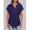 imageANRABESS Womens Short Sleeve Henley Tops V Neck Dressy Casual Blouses Summer Trendy Tee Shirts 2025 Vacation Fashion ClothesDark Blue