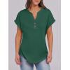 imageANRABESS Womens Short Sleeve Henley Tops V Neck Dressy Casual Blouses Summer Trendy Tee Shirts 2025 Vacation Fashion ClothesDark Green