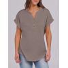imageANRABESS Womens Short Sleeve Henley Tops V Neck Dressy Casual Blouses Summer Trendy Tee Shirts 2025 Vacation Fashion ClothesGrey Brown